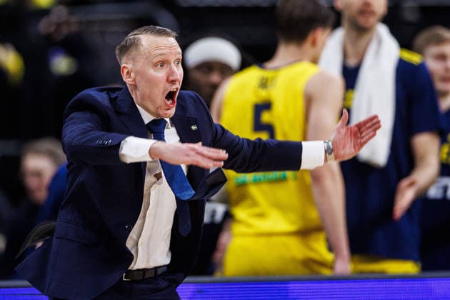 260227 Coach Mikko Riipinen of Sweden during the FIBA World Cup Qualifier game between Sweden and Estonia on February 27, 2026 in Stockholm. Photo: Kenta Jönsson BILDBYRAN COP 210 KJ0314 basket basketball vm-kval kval fiba world cup qualifiers sverige estland sweden estonia bbeng Copyright: KENTAxJÖNSSON BB260227KJ058