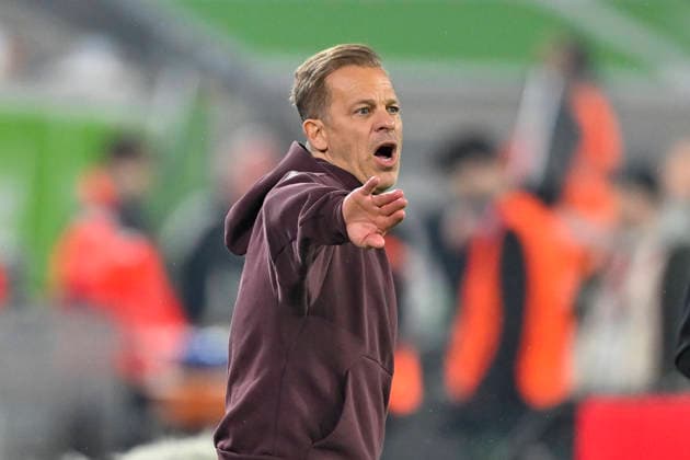 Markus Anfang (Duesseldorf) Gestik Geste gestikuliert Mimik starker Gesichtsausdruck Emotion. 27.02.2026 ¢ Fussball ¢ Fortuna Duesseldorf vs VfL Bochum, Merkur Spiel-Arena, Duesseldorf, DFB DFL REGULATIONS PROHIBIT ANY USE OF PHOTOGRAPHS AS IMAGE SEQUENCES AND OR QUASI-VIDE