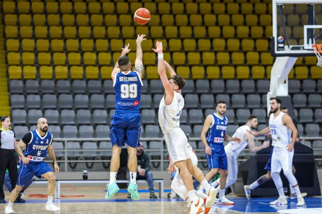 FIBA World Cup Qualifiers : Israel vs Cyprus NIKOS STYLIANOU of Cyprus shots the ball. Israel plays against Cyprus for the FIBA World Cup 2027 Qualifiers at Spyros Kyprianou Arena, Limassol, Cyprus, on Feb. 27, 2026. Limassol Cyprus Copyright: xKOSTASxPIKOULASx