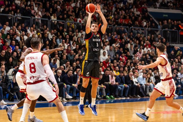 GER, FIBA Basketball World Cup 2027, European Qualifiers, Kroatien-Deutschland. 27.02.2026, Drazen Petrovic Basketball Center, Zagreb, GER, FIBA Basketball World Cup 2027, European Qualifiers, Kroatien-Deutschland. Tim Schneider (Deutschland, No3) Â Foto: Alexander Trienitz Zagreb Drazen Petrovic Basketball Center Zagreb Kroatien