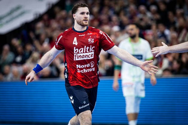 DAIKIN HBL: SG Flensburg-Handewitt vs HSG Wetzlar; 27.02.26 Jubel Torjubel bei Johannes Golla (Nr.04, SG Flensburg-Handewitt) DAIKIN HBL: SG Flensburg-Handewitt vs HSG Wetzlar, GP JOULE Arena am 27.02.26 Copyright: xBEAUTIFULxSPORTS MarioxM.xKobergx