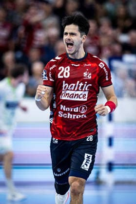 DAIKIN HBL: SG Flensburg-Handewitt vs HSG Wetzlar; 27.02.26 Jubel Torjubel bei Patrick Volz (Nr.28, SG Flensburg-Handewitt) DAIKIN HBL: SG Flensburg-Handewitt vs HSG Wetzlar, GP JOULE Arena am 27.02.26 Copyright: xBEAUTIFULxSPORTS MarioxM.xKobergx