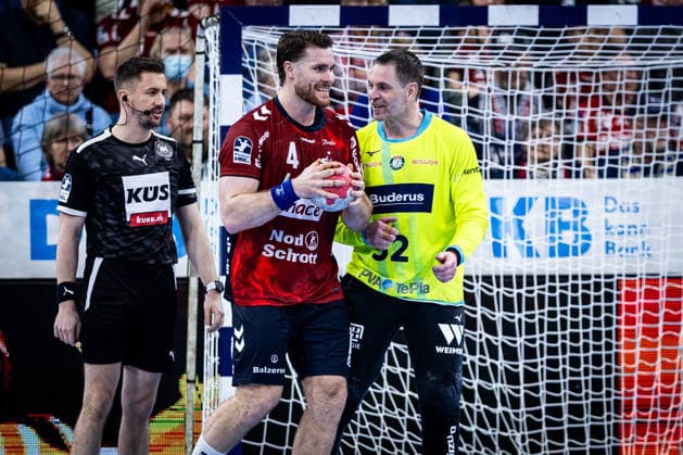 DAIKIN HBL: SG Flensburg-Handewitt vs HSG Wetzlar; 27.02.26 Johannes Golla (Nr.04, SG Flensburg-Handewitt) und Andreas Palicka (Nr.52, HSG Wetzlar) DAIKIN HBL: SG Flensburg-Handewitt vs HSG Wetzlar, GP JOULE Arena am 27.02.26 Copyright: xBEAUTIFULxSPORTS MarioxM.xKobergx