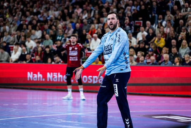 DAIKIN HBL: SG Flensburg-Handewitt vs HSG Wetzlar; 27.02.26 Benjamin Buric (Nr.01, SG Flensburg-Handewitt) gestikuliert DAIKIN HBL: SG Flensburg-Handewitt vs HSG Wetzlar, GP JOULE Arena am 27.02.26 Copyright: xBEAUTIFULxSPORTS MarioxM.xKobergx