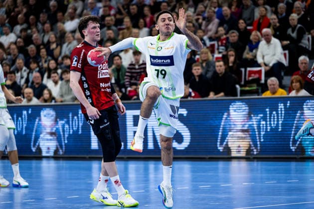 DAIKIN HBL: SG Flensburg-Handewitt vs HSG Wetzlar; 27.02.26 Ahmed Nafea (Nr.79, HSG Wetzlar) DAIKIN HBL: SG Flensburg-Handewitt vs HSG Wetzlar, GP JOULE Arena am 27.02.26 Copyright: xBEAUTIFULxSPORTS MarioxM.xKobergx
