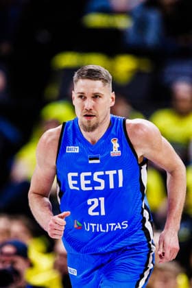 260227 Janari Joesaar of Estonia during the FIBA World Cup Qualifier game between Sweden and Estonia on February 27, 2026 in Stockholm. Photo: Kenta Jönsson BILDBYRAN COP 210 KJ0314 basket basketball vm-kval kval fiba world cup qualifiers sverige estland sweden estonia bbeng Copyright: KENTAxJÖNSSON BB260227KJ122