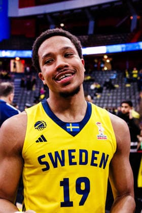 260227 Melwin Pantzar of Sweden after the FIBA World Cup Qualifier game between Sweden and Estonia on February 27, 2026 in Stockholm. Photo: Kenta Jönsson BILDBYRAN COP 210 KJ0314 basket basketball vm-kval kval fiba world cup qualifiers sverige estland sweden estonia bbeng Copyright: KENTAxJÖNSSON BB260227KJ123