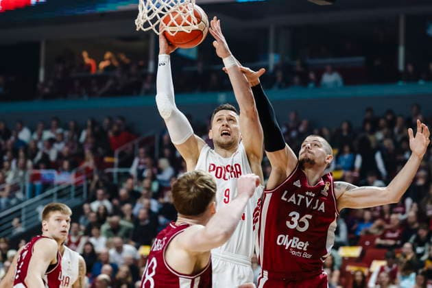 Ryga 27.02.2026 KOSZYKOWKA KOSZKADRA REPREZENTACJA POLSKI MECZ LOTWA - POLSKA ELIMINACJE MISTRZOSTW SWIATA 2027 - - - MEN BASKETBALL POLISH national team, Nationalteam WORLD CUP SERIES QUALIFIERS GAME LATVIA - POLAND NZ Mateusz Ponitka , Kristaps Kilps , FOT. WOJCIECH FIGURSKI 058SPORT.PL NEWSPIX.PL --- newspix.pl  FOT. WOJCIECH FIGURSKI 058SPORT.PL