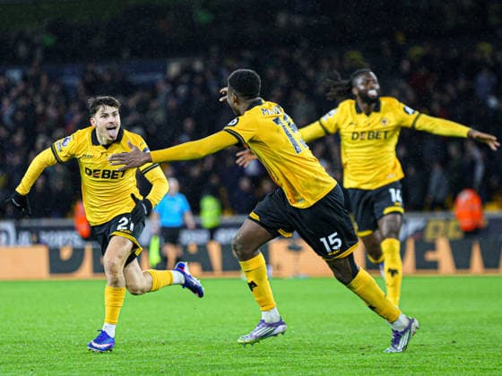 Rodrigo Gomes (21 Wolves) celebrates scoring the second goal during the Premier League football match between Wolverhampton Wanderers and Aston Villa at Molineux stadium in Wolverhampton, England Copyright: xNataliexMincher SPPx Sportspressphoto_SPR98329
