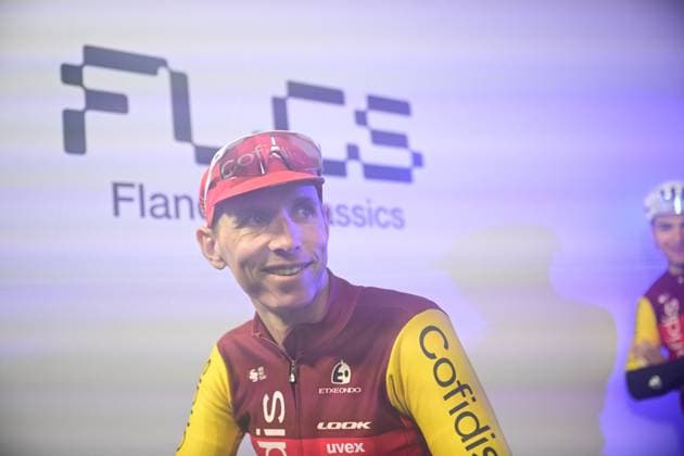 Omloop Het Nieuwsblad 2026 Cycling Race NINOVE, BELGIUM - FEBRUARY 28 : Teuns Dylan (BEL) of Cofidis before the start of the race during the 81st edition of Omloop Het Nieuwsblad an UCI World Tour 1.UWT one day cycling road race for Men Elite of 207 km with start in Ghent and finish in Ninove on February 28, 2026 in Ninove, Belgium, 28 02 2026 ( Motordriver Kenny Verfaillie - Ninove Belgium  Copyright: xPeterxDexVoechtx