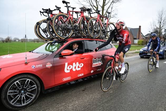 Dutch Roel van Sintmaartensdijk of Lotto-Intermarche pictured in action during the 81st edition of the men s one-day cycling race Omloop Het Nieuwsblad (UCI World Tour), the opening race of the Flemish one-day classics season, 207,6 km from Gent to Ninove, Saturday 28 February 2026. DAVIDxPINTENS  x165901297x