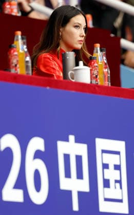 (260228) -- BEIJING, Feb. 28, 2026 -- China s freeski Olympic champion Gu Ailing is seen on the stands during the women s playoff match between Beijing and Henan at China Volleyball League 2025-2026 in Beijing, China, Feb. 28, 2026. ) (SP)CHINA-BEIJING-VOLLEYBALL-LEAGUE-WOMEN-PLAYOFFS-BEIJING VS HENAN (CN) WangxLili 