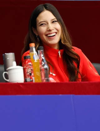 (260228) -- BEIJING, Feb. 28, 2026 -- China s freeski Olympic champion Gu Ailing is seen on the stands during the women s playoff match between Beijing and Henan at China Volleyball League 2025-2026 in Beijing, China, Feb. 28, 2026. ) (SP)CHINA-BEIJING-VOLLEYBALL-LEAGUE-WOMEN-PLAYOFFS-BEIJING VS HENAN (CN) WangxLili 