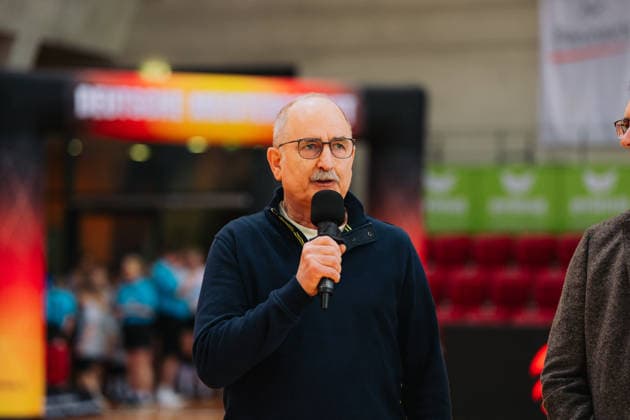 Karl Katz (Vorsitzender Fachgebiet Faustball Schwaebischer Turnerbund e.V.), Faustball, Deutsche Meisterschaft, Final 4, Saison 2025 2026, 28.02.2026, Faustball, Deutsche Meisterschaft, Final 4, Saison 2025 2026, 28.02.2026, Stuttgart Copyright: xEibner-Pressefoto LarsxNeumannx EP_LNN