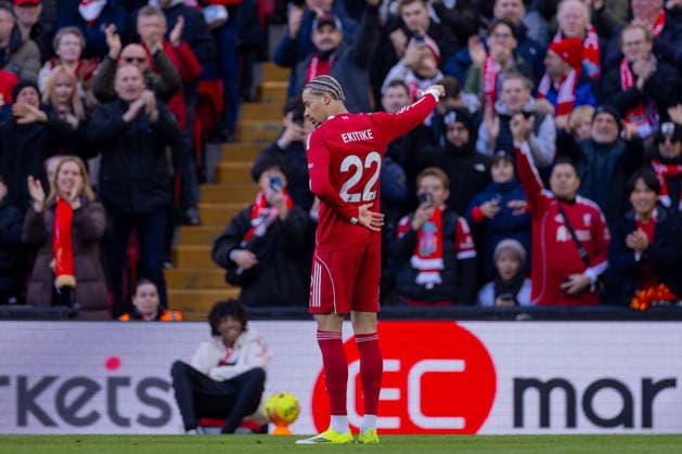 Football - FA Premier League - Liverpool FC v West Ham United FC LIVERPOOL, ENGLAND - Saturday, February 28, 2026: Liverpool s Hugo Ekitike celebrates after scoring the first goal during the FA Premier League match between Liverpool FC and West Ham United FC at Anfield. (Photo by David Rawcliffe Propaganda) LIVERPOOL Anfield MERSEYSIDE ENGLAND  Copyright: xDavidxRawcliffex P2026-02-28-Liverpool_West_Ham-22