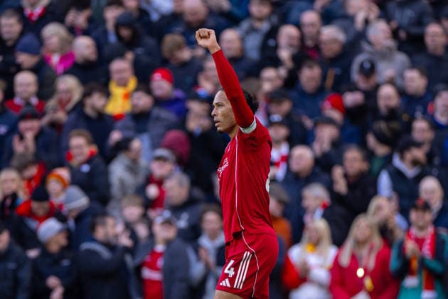 Football - FA Premier League - Liverpool FC v West Ham United FC LIVERPOOL, ENGLAND - Saturday, February 28, 2026: Liverpool s captain Virgil van Dijk celebrates after scoring the second goal during the FA Premier League match between Liverpool FC and West Ham United FC at Anfield. (Photo by David Rawcliffe Propaganda) LIVERPOOL Anfield MERSEYSIDE ENGLAND  Copyright: xDavidxRawcliffex P2026-02-28-Liverpool_West_Ham-36
