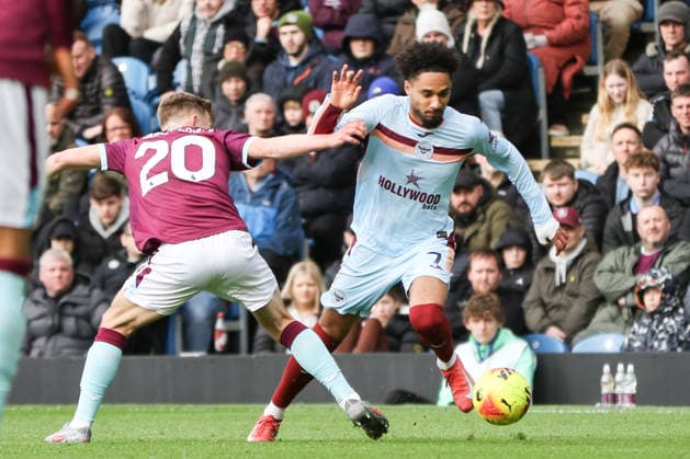 Kevin Schade (7 Brentford) controls the ball during the Premier League match between Burnley and Brentford at Turf Moor in Burnley, England on 28th February 2026. Copyright: xSeanxChandlerx xSPPx Sportspressphoto_SPR98545