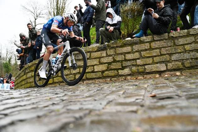 Netherlands Mathieu van der Poel of Alpecin-Premier Tech pictured on the Kapelmuur in Geraardsbergen, during the 81st edition of the men s one-day cycling race Omloop Het Nieuwsblad (UCI World Tour), the opening race of the Flemish one-day classics season, 207,6 km from Gent to Ninove, Saturday 28 February 2026. ELIASxROM  x165958377x