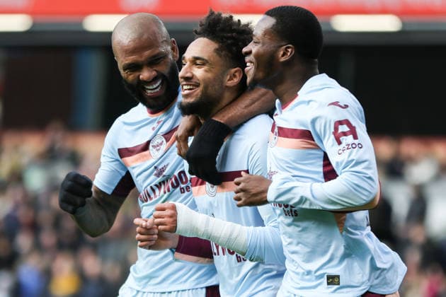 Kevin Schade (7 Brentford) celebrates his goal during the Premier League match between Burnley and Brentford at Turf Moor in Burnley, England on 28th February 2026. Copyright: xSeanxChandlerx xSPPx Sportspressphoto_SPR98551