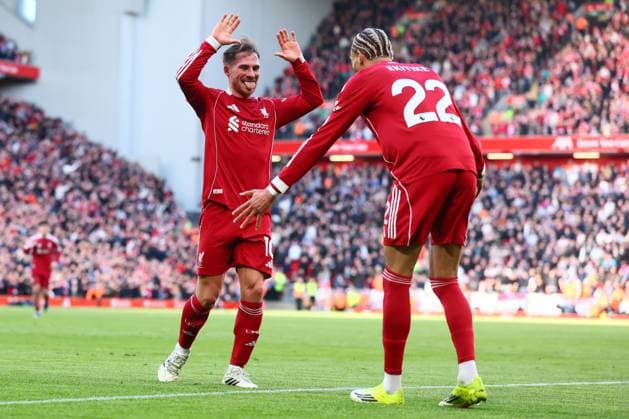 Alexis Mac Allister of Liverpool celebrates scoring to make it 3-0 Liverpool v West Ham United, Premier League, Football, Anfield, Liverpool, UK - 28 Feb 2026Liverpool Anfield United Kingdom EDITORIAL USE ONLY No use with unauthorised audio, video, data, fixture lists, club league logos or live services. Online in-match use limited to 120 images, no video emulation. No use in betting, games or single club league player publications. Copyright: xPaulxCurrie Shutterstockx 16708425ck