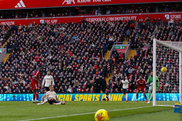 Football - FA Premier League - Liverpool FC v West Ham United FC LIVERPOOL, ENGLAND - Saturday, February 28, 2026: West Ham United s TomaÅ¡ SouÄek scores his side s first goal during the FA Premier League match between Liverpool FC and West Ham United FC at Anfield. (Photo by David Rawcliffe Propaganda) LIVERPOOL Anfield MERSEYSIDE ENGLAND  Copyright: xDavidxRawcliffex P2026-02-28-Liverpool_West_Ham-76