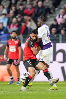 Stade Rennais FC v Toulouse FC - Ligue 1 McDonald s 2025 2026 45 Alexis VOSSAH (tfc) - 11 Mousa TAMARI (srfc) during the Ligue 1 McDonald s match between Rennes and Toulouse at Roazhon Park on February 28, 2026 in Rennes, France. Rennes France  Copyright: xFEPx 776348309