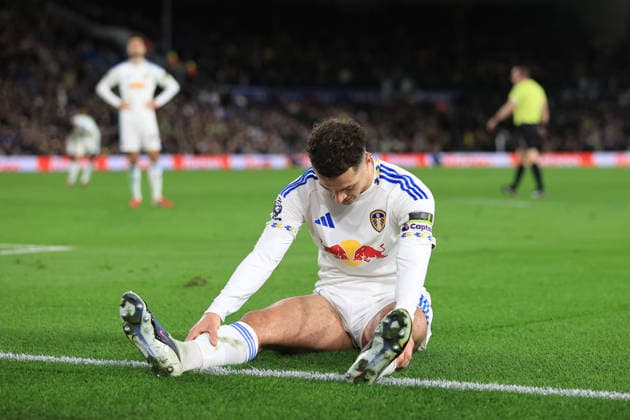 Football - Premier League - Leeds United v Manchester City 28th February 2026 - Premier League - Leeds United v Manchester City - Ethan Ampadu of Leeds United looks dejected - Photo: Simon Stacpoole Offside. Leeds UK Copyright: xSimonxStacpoolexOffside