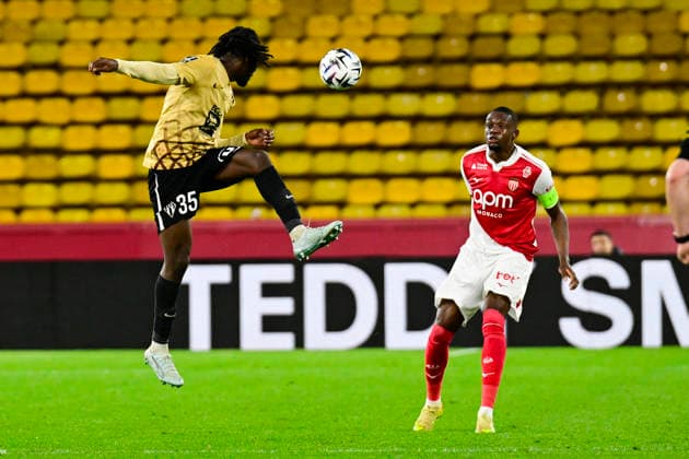 FOOTBALL : AS Monaco VS Angers SCO - Ligue 1 McDonald s - 28 02 2026 Prosper Peter (SCO) Denis Zakaria (ASM) - Ligue 1 McDonald s match between AS Monaco and Angers SCO on February 28, 2026 at the Louis II Stadium in Monaco MonacoMonaco  Copyright: xWilliamxCannarellax