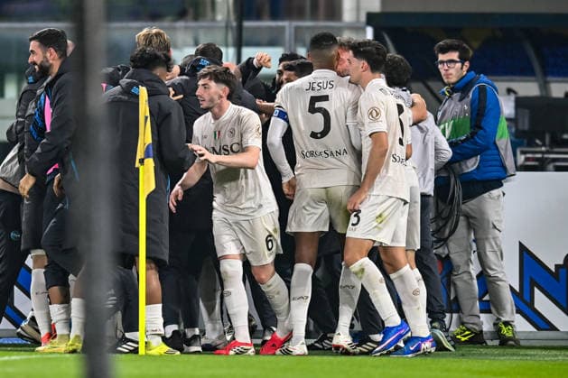 SSC Napoli celebrates after scoring a goal during Hellas Verona FC vs SSC Napoli, Italian soccer Serie A match in Verona, Italy, February 28 2026  Copyright: xAlessioxMarini IPAxSportx xipa-agency.netx xx IPA_72166430 IPA_Agency_IPA72166430