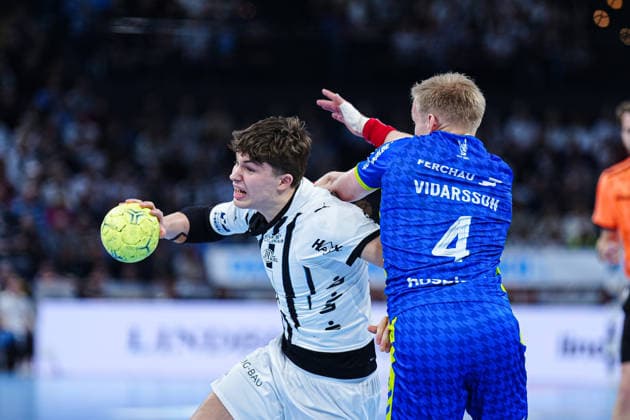 Rasmus Ankermann (THW Kiel, 22), Ellidi Snaer Vidarsson (VfL Gummersbach, 04) GER, THW Kiel vs. VfL Gummersbach, Handball, 1. Bundesliga, Spieltag 23, Saison 2025 2026, 28.02.2026 GER, THW Kiel vs. VfL Gummersbach, Handball, 1. Bundesliga, Spieltag 23, Saison 2025 2026, 28.02.2026 Kiel Copyright: xEibner-Pressefoto MarcelxvonxFehrnx EP_MFN
