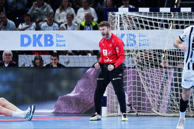 Jubel nach Parade Gonzalo Perez de Vargas (THW Kiel, 01) GER, THW Kiel vs. VfL Gummersbach, Handball, 1. Bundesliga, Spieltag 23, Saison 2025 2026, 28.02.2026 GER, THW Kiel vs. VfL Gummersbach, Handball, 1. Bundesliga, Spieltag 23, Saison 2025 2026, 28.02.2026 Kiel Copyright: xEibner-Pressefoto MarcelxvonxFehrnx EP_MFN