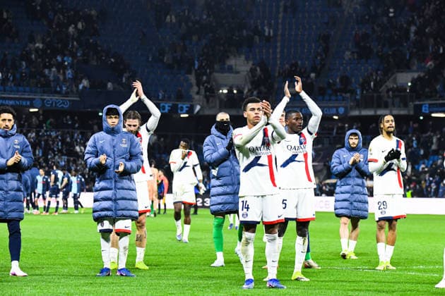 FOOTBALL : AC Le Havre vs Paris SG - Ligue 1 McDonald s - JournÃ e 24 - 28 02 2026 Joie des joueurs du PSG apres la victoire contre Le Havre Le HavreFrance  Copyright: xBaptistexAutissierx