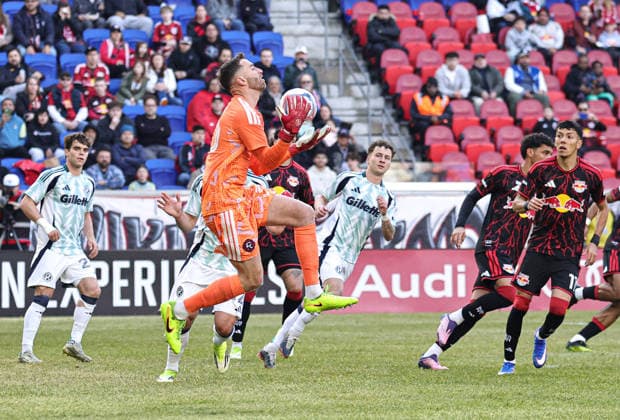 February 28, 2026, Harrison, New Jersey, USA: New England Revolution goaltender Matt Turner (30) saves the ball in goal at Sports Illustrated Stadium. Harrison USA - ZUMAs325 20260228_zsp_s325_018 Copyright: xJessxStilesx