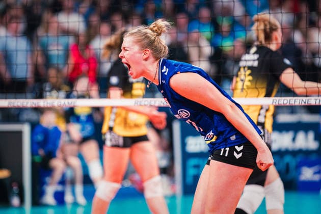 DVV-Pokal VfB Suhl Lotto Thüringen - Allianz MTV Stuttgart 28.02.2026 Pauline Martin (11, Allianz MTV Stuttgart) jubelt; Volleyball, Zoi DVV-Pokalfinale: VfB Suhl LOTTO Thüringen vs. Allianz MTV Stuttgart am 28.02.2026 in der SAP-Arena, Mannheim Copyright: xBEAUTIFULxSPORTS Tonhäuserx