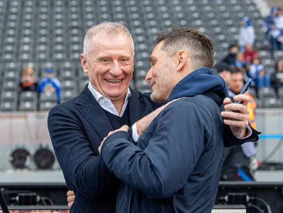 Fussball, Herren, Saison 2025 2026, 2. Bundesliga (24. Spieltag), Hertha BSC - 1. FC Nürnberg, v.l. Geschäftsführer Dr. Peter Görlich (Hertha BSC), Trainer Stefan Leitl (Hertha BSC), 01.03. 2026,