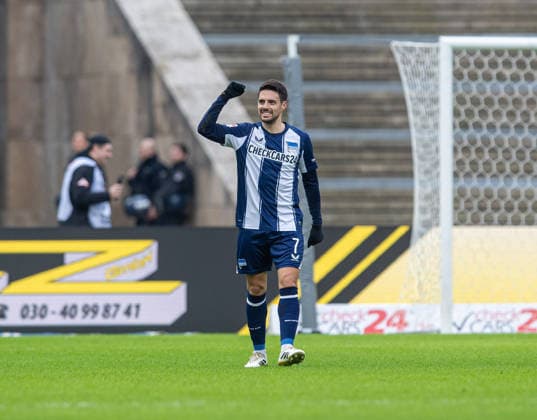 Fussball, Herren, Saison 2025 2026, 2. Bundesliga (24. Spieltag), Hertha BSC - 1. FC Nürnberg, Josip Brekalo (Hertha BSC), Jubel nach Tor zum 1:0, 01.03. 2026,