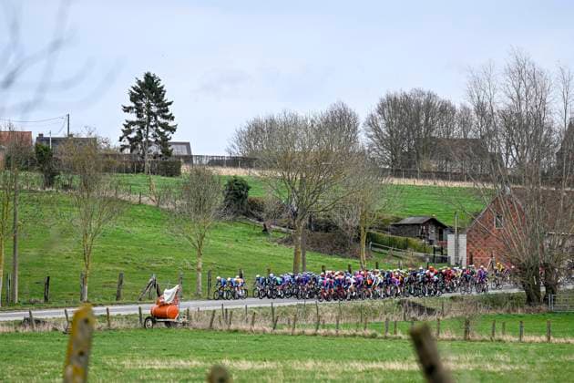 Kuurne Brussel Kuurne 2026 Cycling Race KUURNE, BELGIUM - MARCH 01 : Illustration picture of the peloton during the 78th edition of Kuurne Brussel Kuurne an UCI ProSeries 1.Pro one day cycling road race for Men Elite of 194km with start in Kortrijk and finish in Kuurne on March 1, 2026 in Kuurne, Belgium, 01 03 2026 ( Motordriver Kenny Verfaillie - Kuurne Belgium  Copyright: xTomasxSiskx