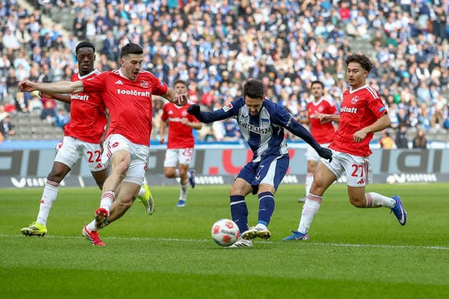 01.03.2026, xtgx, Fussball - 2.Bundesliga Hertha BSC Berlin - 1.FC Nuernberg emspor, v.l. Tor zum 1:0 durch Josip Brekalo (Hertha, 7) (DFL DFB REGULATIONS PROHIBIT ANY USE OF PHOTOGRAPHS as IMAGE SEQUENCES and or QUASI-VIDEO) Berlin
