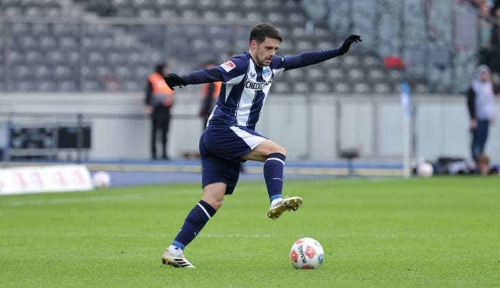 Josip Brekalo am Ball Einzelbild Freisteller Aktion Fußball Fussball DFL 2. Bundesliga Herren 24. Spieltag Saison 2025 2026 01.03.2026 Hertha BSC Berlin vs. 1.FC Nürnberg FCN DFL regulations prohibit any use of photographs as image sequences and or quasi-video