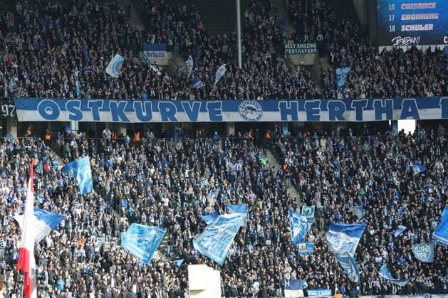 BERLIN, GERMANY - MARCH 1: fan block Hertha BSC, during the Bundesliga match between Hertha BSC - 1. FC Nürnberg at Olympiastadion on matchday 24 of the 2. Bundesliga on March 1, 2026 in Berlin, Germany. DFL REGULATIONS PROHIBIT ANY USE OF PHOTOGRAPHS AS IMAGE SEQUENCES AND OR QUASI-VIDEO. Berlin Germany Copyright: xO.Frankex