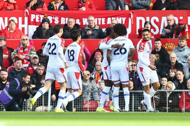 Maxence Lacroix of Crystal Palace celebrates scoring their sides first goal Manchester United, ManU v Crystal Palace, Premier League, Football, Old Trafford, Manchester, UK - 01 Mar 2026Manchester Old Trafford United Kingdom EDITORIAL USE ONLY No use with unauthorised audio, video, data, fixture lists, club league logos or live services. Online in-match use limited to 120 images, no video emulation. No use in betting, games or single club league player publications. Copyright: xPhilxOldham Shutterstockx 16708837r