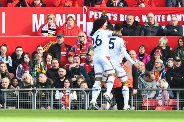 Maxence Lacroix of Crystal Palace celebrates scoring their sides first goal Manchester United, ManU v Crystal Palace, Premier League, Football, Old Trafford, Manchester, UK - 01 Mar 2026Manchester Old Trafford United Kingdom EDITORIAL USE ONLY No use with unauthorised audio, video, data, fixture lists, club league logos or live services. Online in-match use limited to 120 images, no video emulation. No use in betting, games or single club league player publications. Copyright: xPhilxOldham Shutterstockx 16708837t