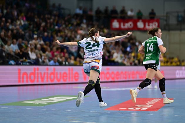 Handball I Frauen I Saison 2025-2026 I 1. HBF I 19. Spieltag I VfL Oldenburg - FRISCH AUF Göppingen I 01.03.2026 Jubel, Begeisterung, Enthusiasmus, Euphorie, Freude, Glücksgefühl, Heiterkeit bei: Luisa Scherer (24, FRISCH AUF Göppingen) Oldenburg EWE Arena Niedersachsen Deutschland Copyright: xLobeca FelixxSchlikisx