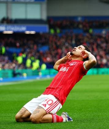 Morgan Gibbs-White of Nottingham Forest celebrates scoring a goal after making the score 1-1. Brighton and Hove Albion v Nottingham Forest, Premier League, Football, American Express Community Stadium, Brighton, UK - 01 Mar 2026Brighton American Express Community Stadi United Kingdom EDITORIAL USE ONLY No use with unauthorised audio, video, data, fixture lists, club league logos or live services. Online in-match use limited to 120 images, no video emulation. No use in betting, games or single club league player publications.  Copyright: xJamesxMarsh Shutterstockx 16708839ad
