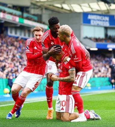 Morgan Gibbs-White of Nottingham Forest celebrates scoring a goal after making the score 1-1. Brighton and Hove Albion v Nottingham Forest, Premier League, Football, American Express Community Stadium, Brighton, UK - 01 Mar 2026Brighton American Express Community Stadi United Kingdom EDITORIAL USE ONLY No use with unauthorised audio, video, data, fixture lists, club league logos or live services. Online in-match use limited to 120 images, no video emulation. No use in betting, games or single club league player publications.  Copyright: xJamesxMarsh Shutterstockx 16708839ah