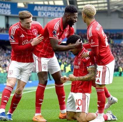 Morgan Gibbs-White of Nottingham Forest celebrates after his equaliser during the Premier League match between Brighton and Hove Albion and Nottingham Forest at the American Express Stadium, Brighton UK - Sunday 1st March 2026 Brighton v Nottingham Forest Premier League Football, Amex Stadium, Sussex, UK - 01 Mar 2026Brighton Amex Stadium Sussex United Kingdom Editorial use only. No merchandising. For Football images FA and Premier League restrictions apply inc. no internet mobile usage without FAPL license - for details contact Football Dataco  Copyright: xLizxFinlayson TPI Shutterstockx 16718466y