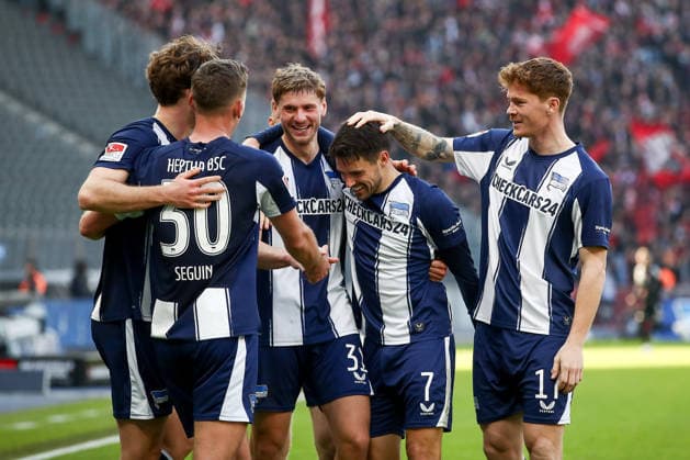 01.03.2026, xtgx, Fussball - 2.Bundesliga Hertha BSC Berlin - 1.FC Nuernberg emspor, v.l. Jubel nach dem 2:1 durch Josip Brekalo (Hertha, 7) (DFL DFB REGULATIONS PROHIBIT ANY USE OF PHOTOGRAPHS as IMAGE SEQUENCES and or QUASI-VIDEO) Berlin