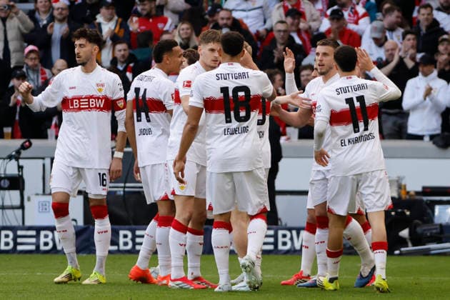 Torjubel VfB Stuttgart beim 1:0 durch Deniz Undav (VfB Stuttgart, 26) , Deutschland, Fussball, 1. Bundesliga, 24.Spieltag, 2025 2026, VfB Stuttgart vs. VfL Wolfsburg, 01.03.2026, Stuttgart MHP Arena Deutschland