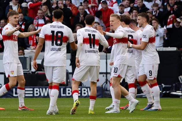 Torjubel VfB Stuttgart beim 1:0 durch Deniz Undav (VfB Stuttgart, 26) , Deutschland, Fussball, 1. Bundesliga, 24.Spieltag, 2025 2026, VfB Stuttgart vs. VfL Wolfsburg, 01.03.2026, Stuttgart MHP Arena Deutschland
