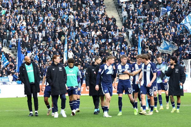 DEU, DFL, 2. FBL, Hertha BSC vs. 1.FC Nuernberg, 01.03.2026, Berliner Olympiastadion, Berlin, DEU, DFL, 2. FBL, Hertha BSC vs. 1.FC Nuernberg, im Bild Hertha-Spielerkreis DFL - regulations prohibit any use of Photographs as image sequences and or quasi-video